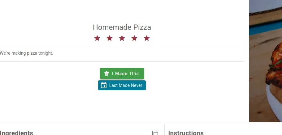 Screenshot of the pizza placeholder