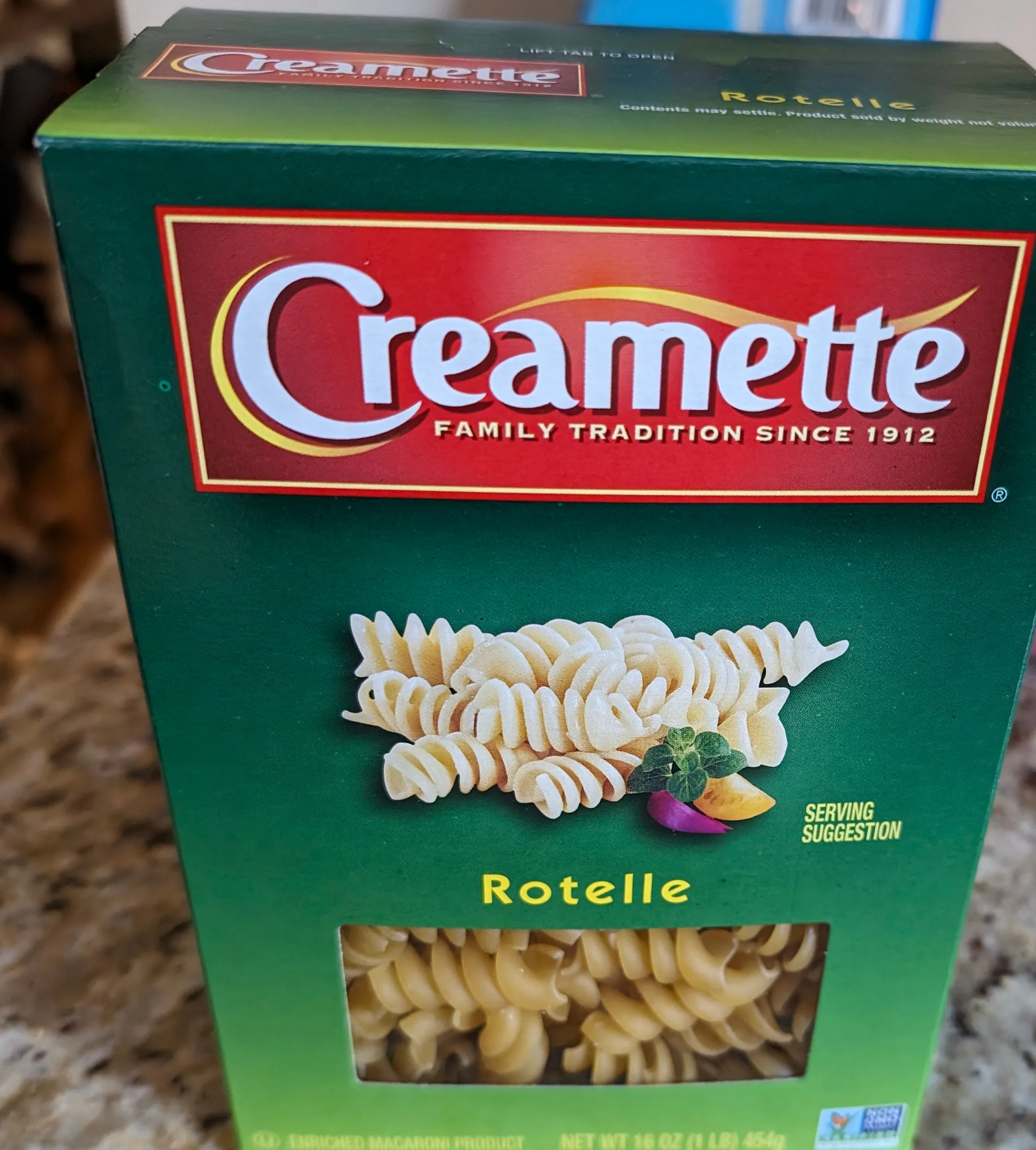 Box of Rotelle pasta