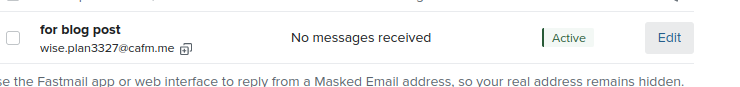 New address in Fastmail's interface
