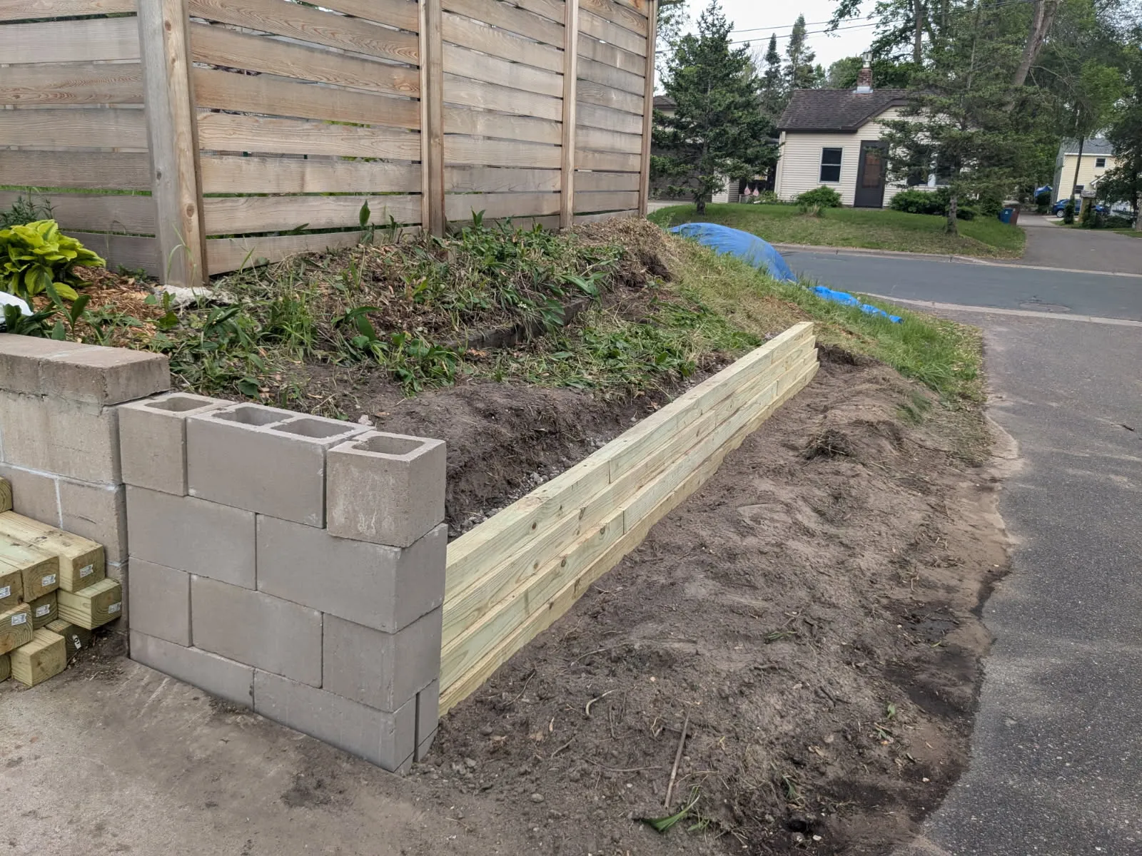 Photo of In Progress Retaining Wall